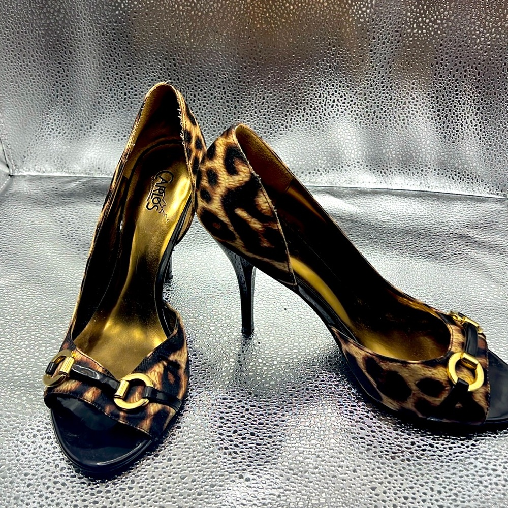 Carlos Santana Leopard Peep toe Heels, 8